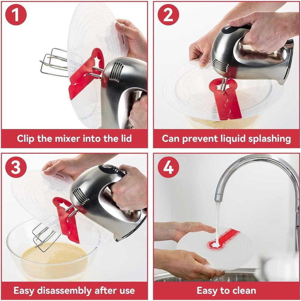 Hand Mixer Splatter Guard Silicone Mixing Bowl Splatter Guard Baking Cooking Anti Splash Cover for Whipping Cream Beating Eggs