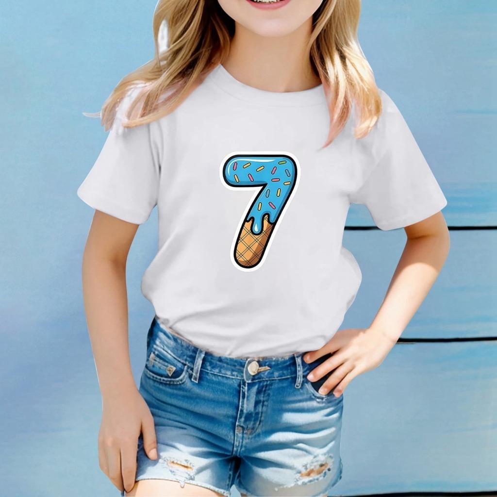 Children Funny Six Seven 67 Meme Print T-Shirt for Kids Humor Round Neck Tee Novelty Gift Girl Top Fashion Children's Clothing