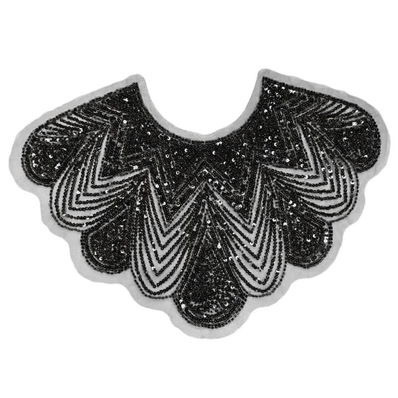 Elegant Beads Lace Collar Patches Adhesive For Wedding Gowns And Evening Dresses
