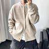 Men's Japanese Round Neck Cardigan: Spring/Fall Hong Kong Style Knit Sweater, Simple Loose Fit, Thick Sweater Coat
