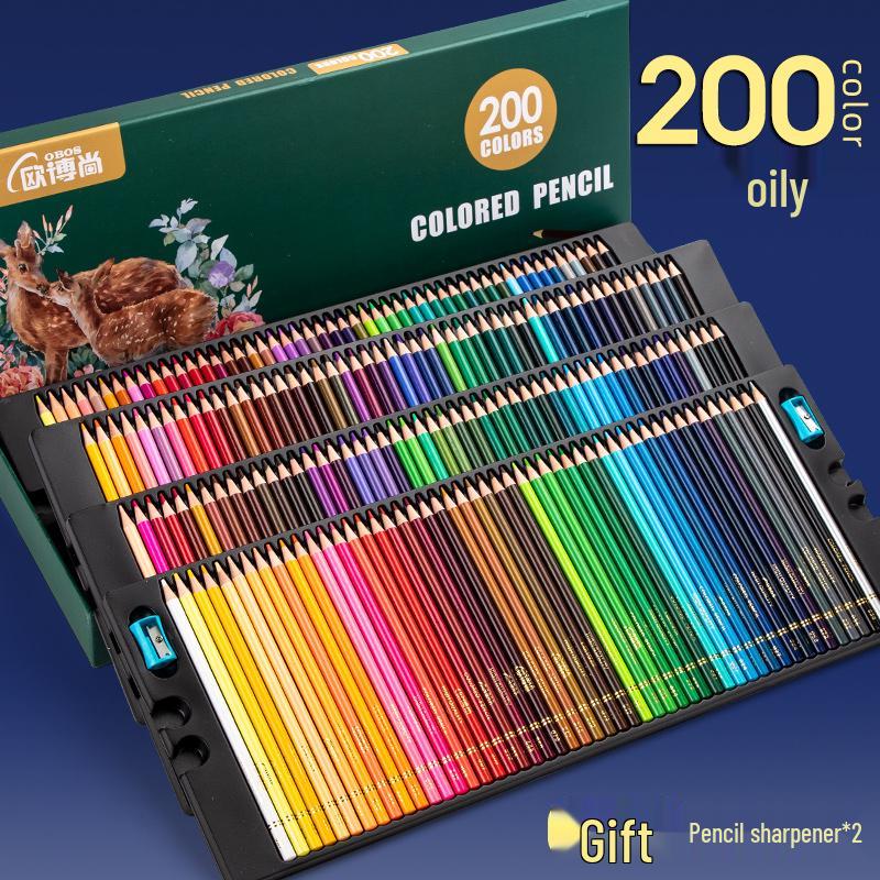 200 OBOS Professional Water-Soluble Oil-Based Colored Pencils for Painting, Sketching, Drawing, and Hand-Painting