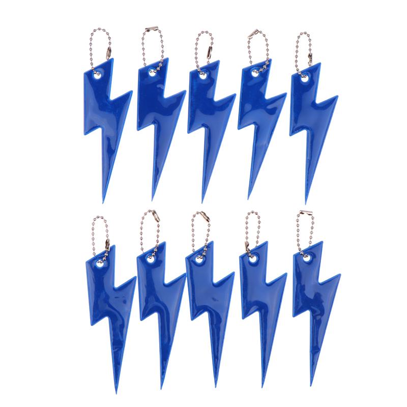 10Pcs Reflective Lightning Keychain High Brightness Reflective Night Keyring Portable Night Safety Key Chain Student Bag Pendant