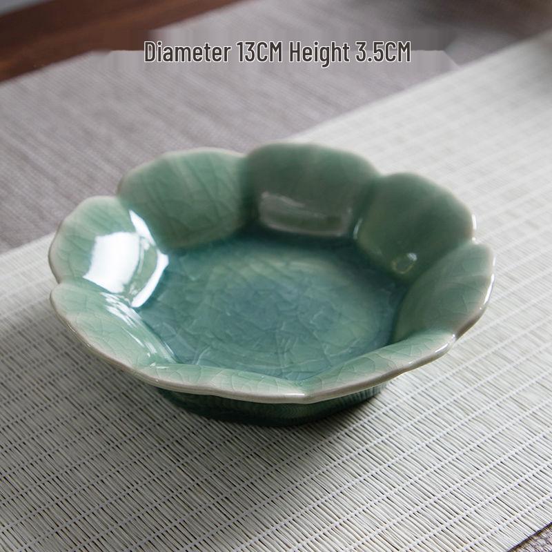Ceramic Dim Sum Plate: Small Round Chinese Snack Plate for Tea, Fruit, and Nuts