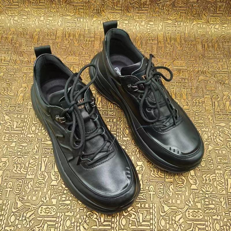 High-end leather autumn sports leather shoes men's cowhide round head trend fashion casual men's leather shoes