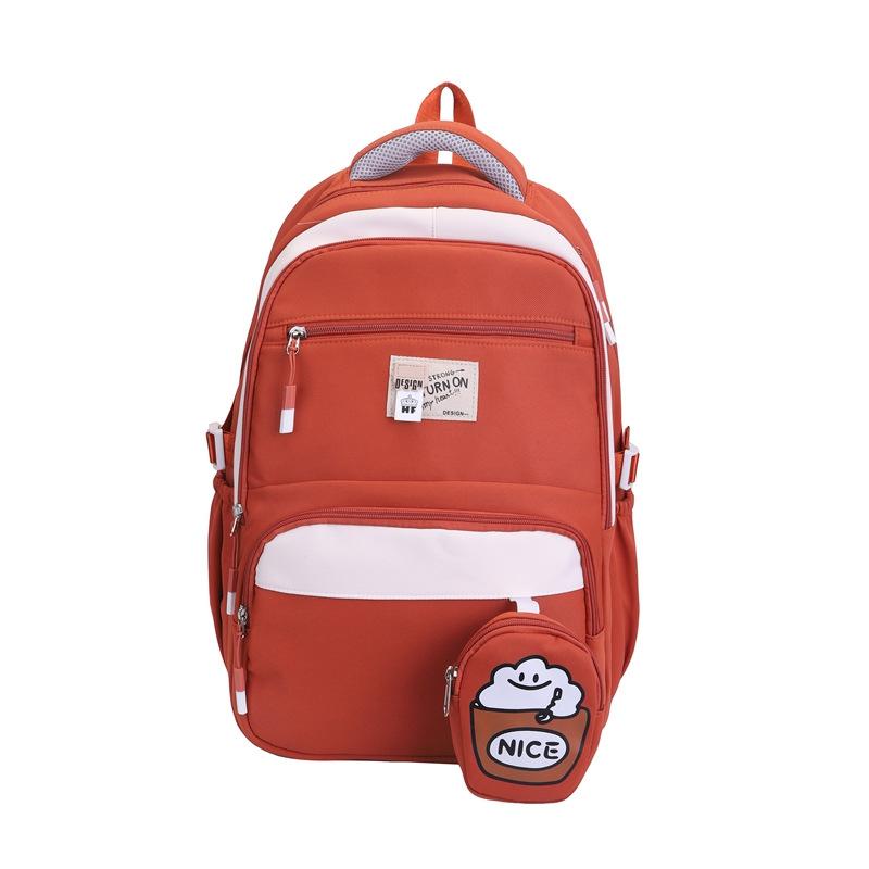 Simple and cute girl burden reduction backpack large size student schoolbag primary and secondary school students large capacity backpack