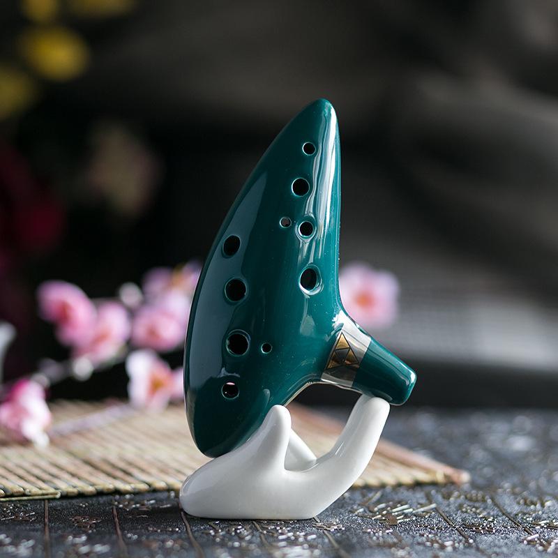 Dark Green 12-Hole Alto C Key Zelda Ocarina with Excellent Intonation and Tone