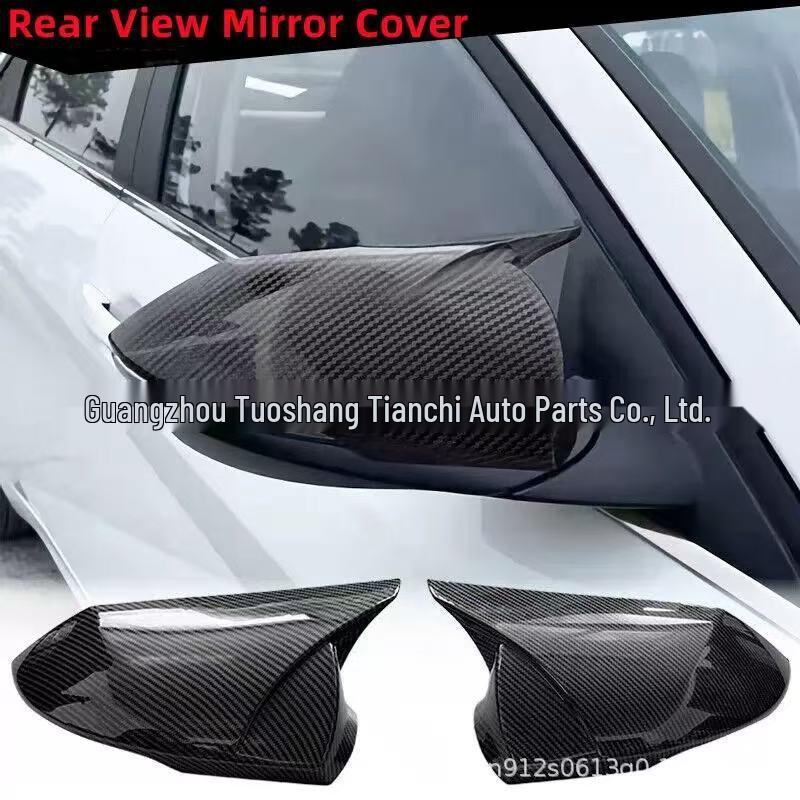 Compatible with 2021-2022 Seventh Gen Elantra - Cow Horn Rearview Mirror Shell Cover Glossy Black
