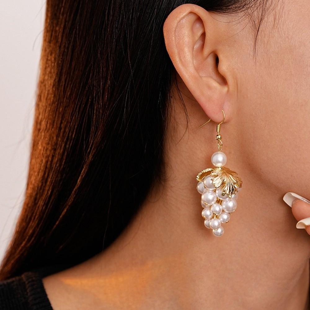 Faux Pearl Grape Pearl Tassel Earrings Vintage Dangle Earrings Wedding Bridal