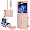 For Samsung Galaxy Z Flip7 FE 5G/Z Flip6 5G Case with Shoulder Strap PU+PC Wallet Phone Cover Built-In Back Screen Film