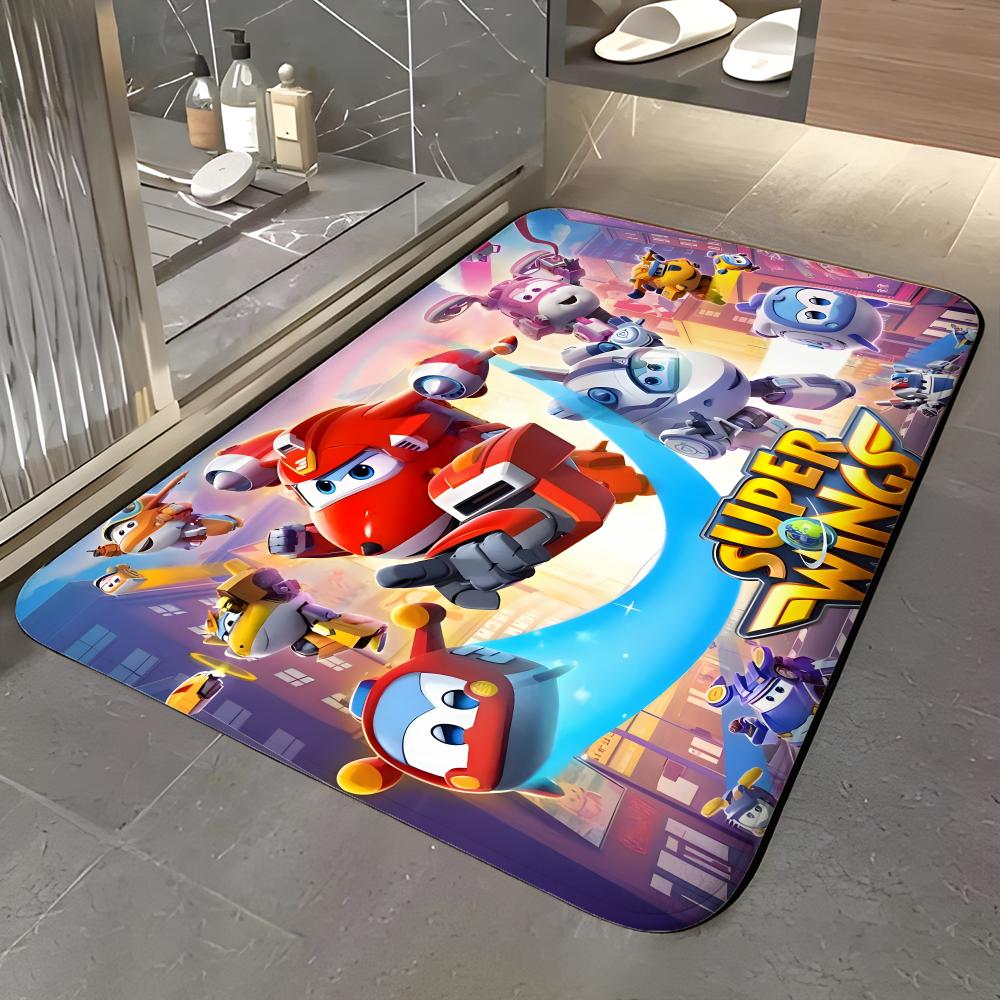 Anime - S-Super W-Wings Floor Mat Soft Flannel Entrance Door Mat Non Slip Absorbent Bathroom Bedroom Floor Rug
