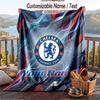 Flannel Blanket Chelsea FC Print Custom Name Text Soft Throw for Sofa Bed