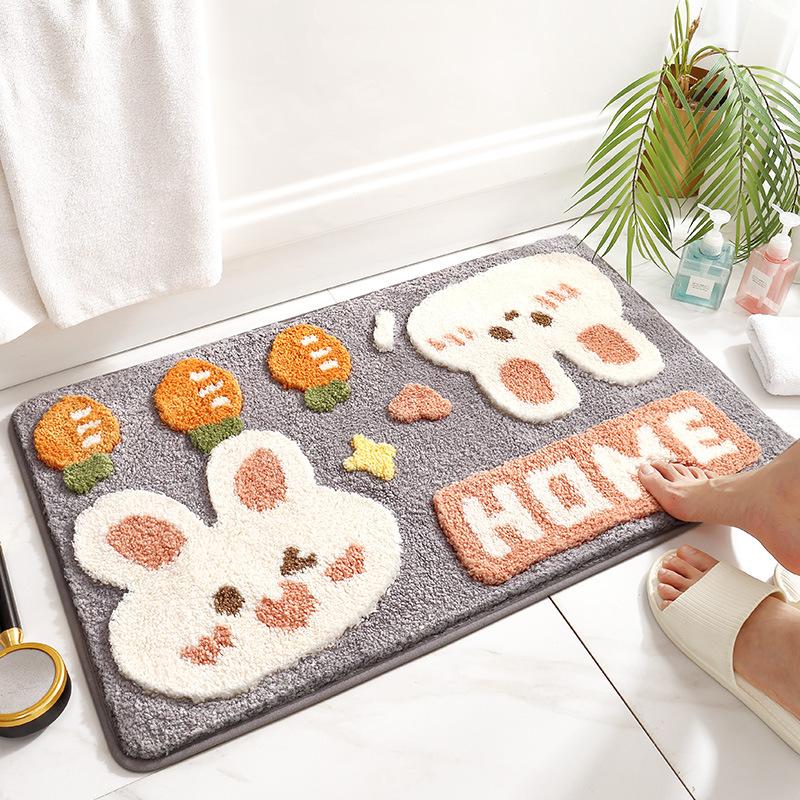 Koupelnová savá podložka na podlahu Kreslený vzor se zvířetem T Koberec Koupelna Nadýchaný plyš protiskluzová rohožka