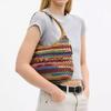 Coach Brooklyn 28 Gewebtes Design Magnetverschluss Stroh Und Kalbsleder Hobo Tasche Damen Hobo Tasche Mehrfarbig CDZ39-B4L38
