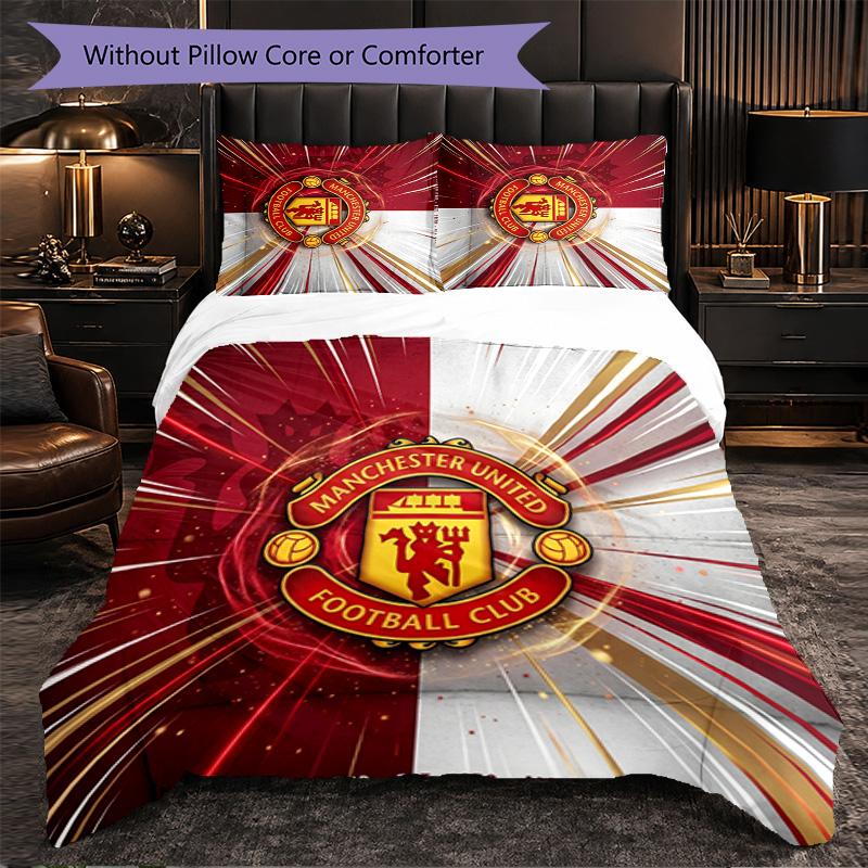 Set Lenzuola Manchester United Modello 3 Pezzi Morbida Copripiumino in Microfibra con Federe per Camera da Letto