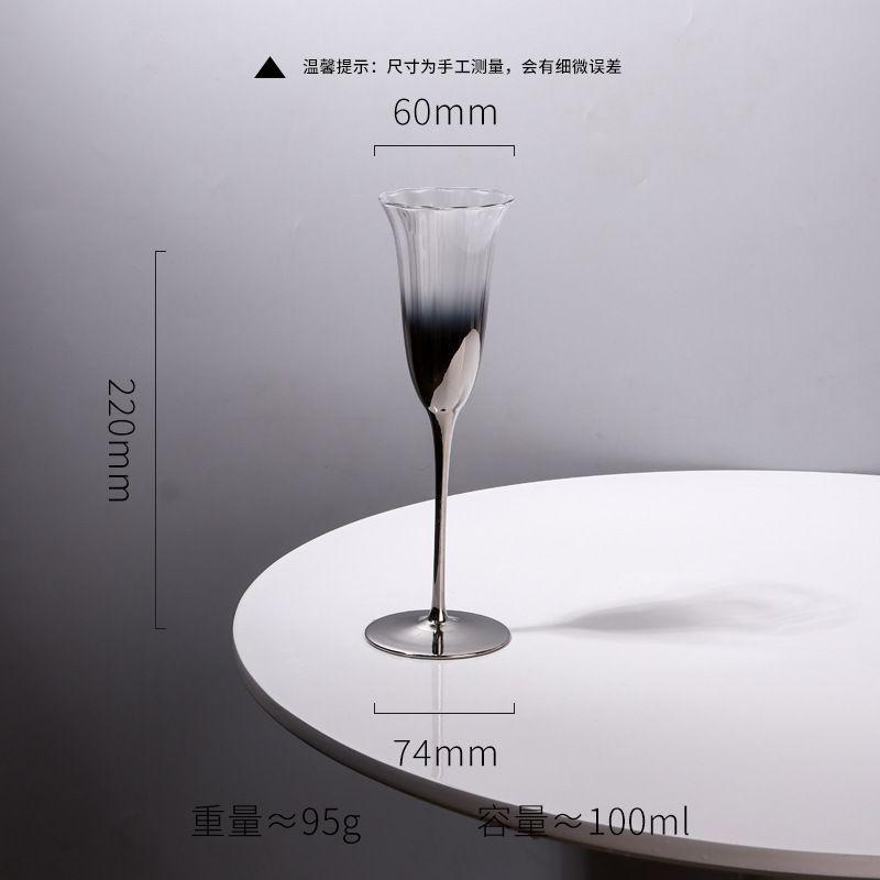 

Electroplated Gradient Silver Crystal Glass Goblets Champagne Cocktail Glass Silver Fade Wine Glasses for Home Bar Wedding Party 101-200ml