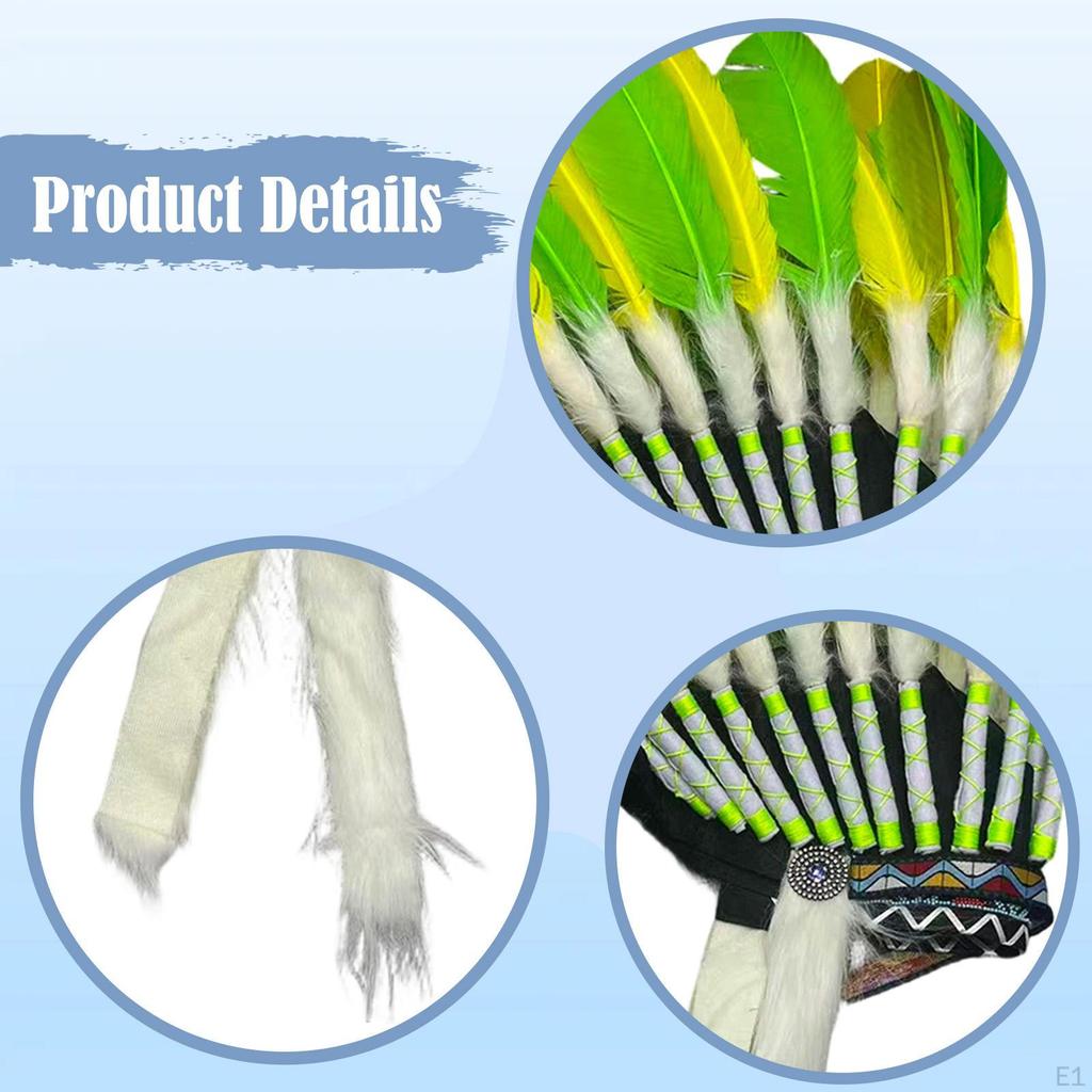 Feather Headdress Cosplay Adults Hat Masquerade Native American