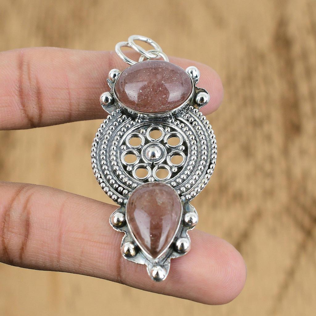 Anniversary Gift For Her Natural Sunstone Gemstone Pendant 925 Sterling Silver