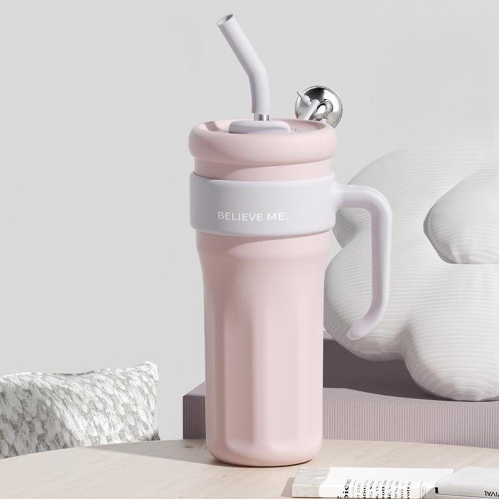 Large Capacity Insulated Water Bottle With Straw Office Double Drink Cup  Travel Tumbler