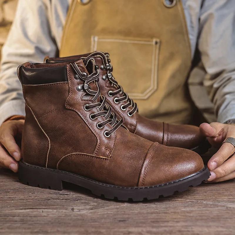 

Новые мужские ботинки Трендовая мужская обувь Осенняя и зимняя обувь Мужские ботильоны Мужские высокие ботинки Модные ботинки для мужчин 45 коричневый