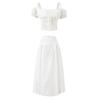 2025 Autumn Lace Patchwork Slim-fit Top & High-waisted Skirt Set