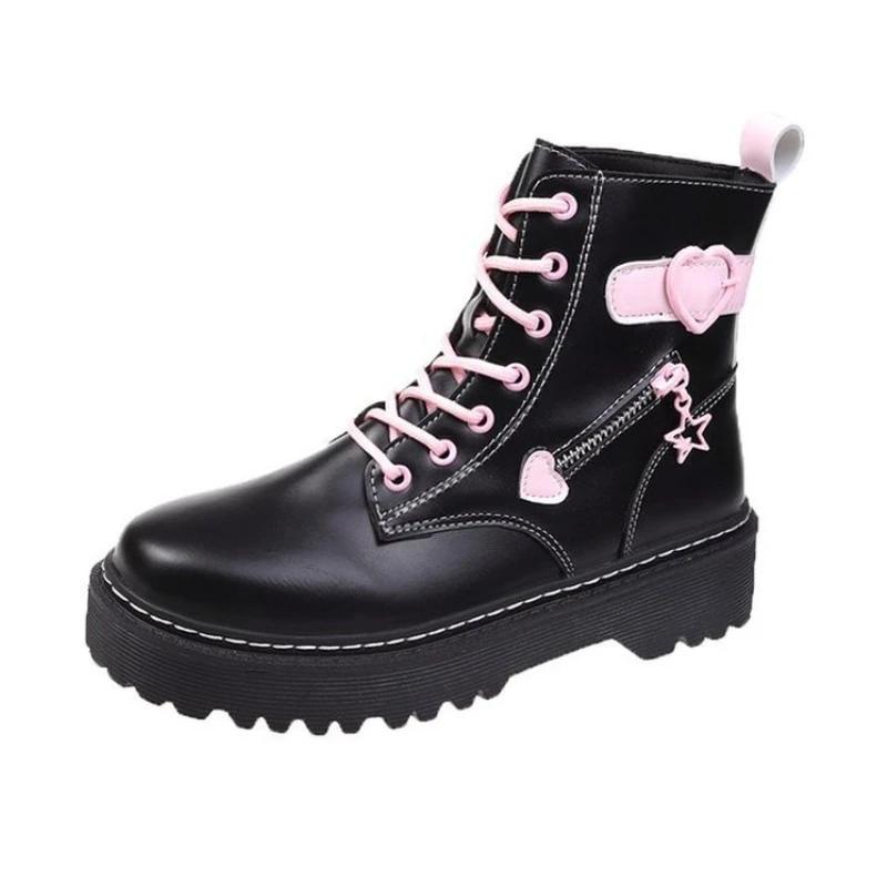 Fashion Comemore 2025 Autumn Winter New Boots Women Black Platform Cute Pink High-top Lolita Boot Female Student Kawaii Japanese Shoes