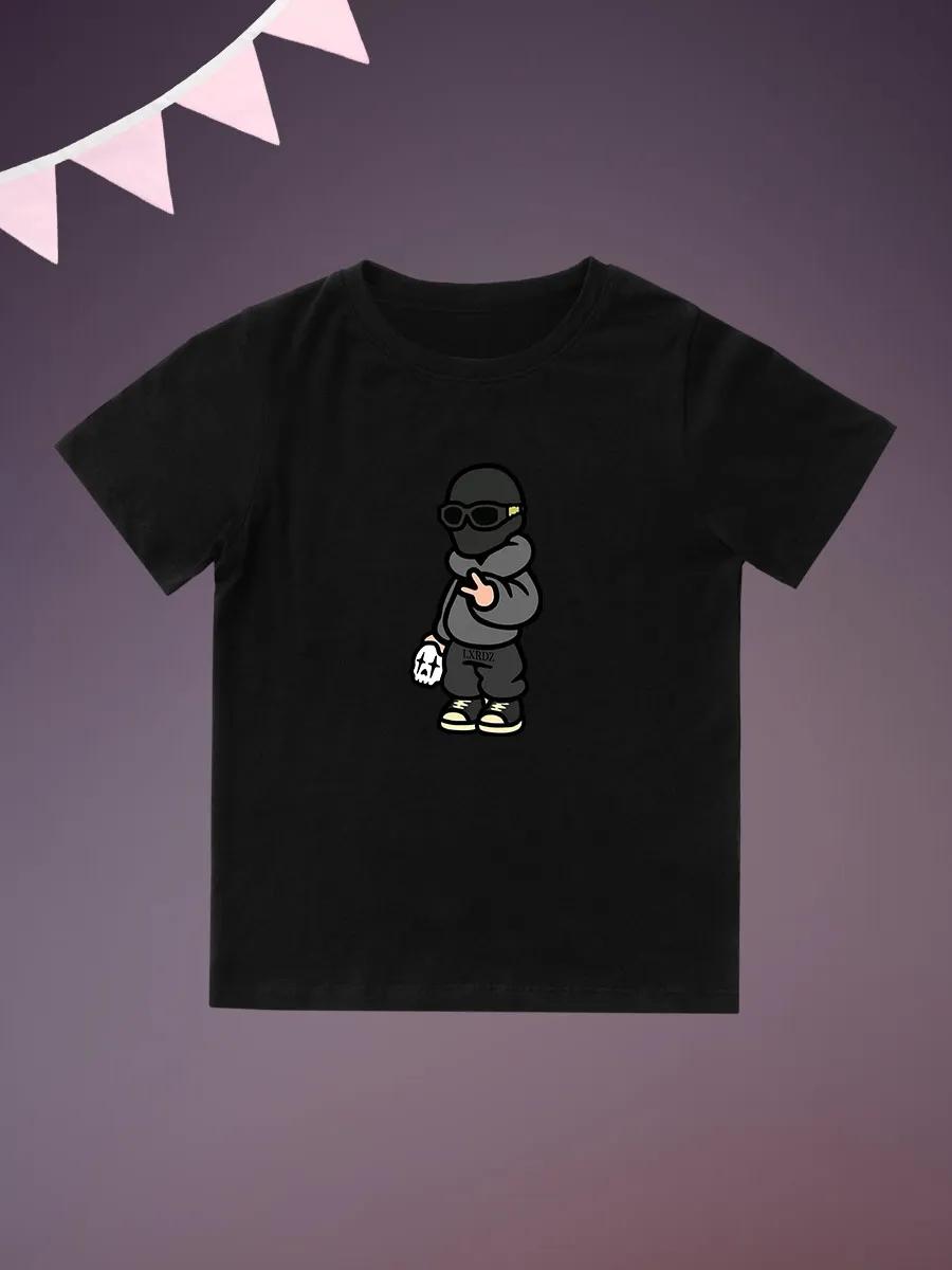 Round Neck Printed Pattern Pullover Short Sleeve Kids Tops Fashion Guy 110