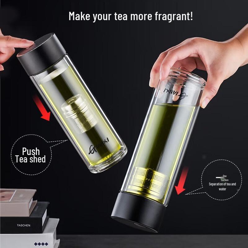 Tianxi 400ml Double-Layer Glass Tea Infuser Cup