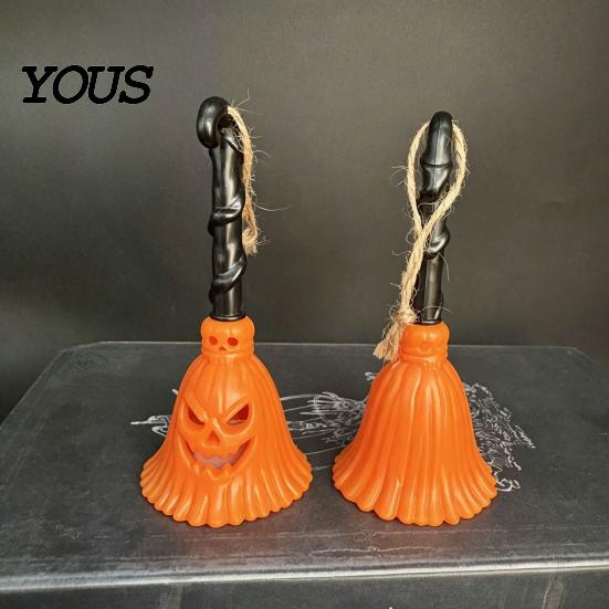 Halloween Lighted Decor Pumpkin Broom Light, Hanging LED Witch Lamp, Decoration Light Spooky Decorative for Holiday Party Ornament