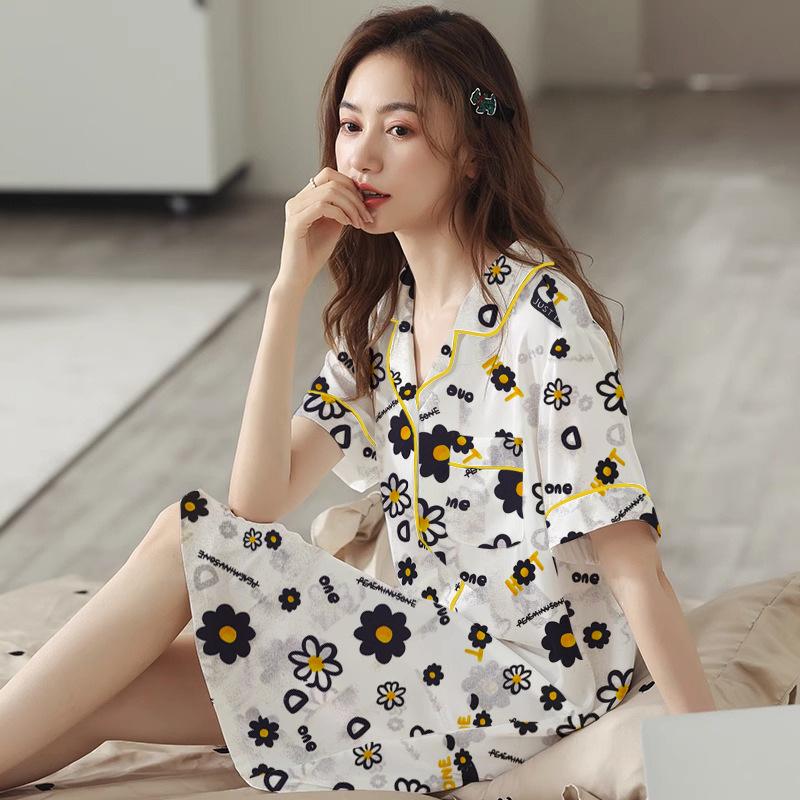 

Summer new daisy print pajamas girls new fashion can wear high-end loungewear pajamas 2xl [recommended 65-72.5kg ]