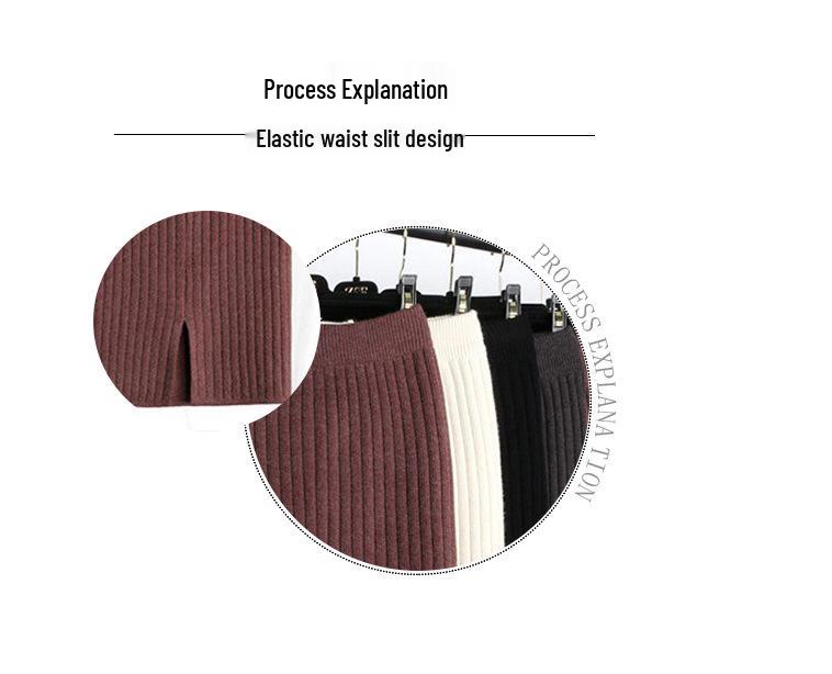 Jupe Midi Tricot Épais Fendue pour Femme - Laine Polyvalente à Taille Élastique pour Automne/Hiver 2025