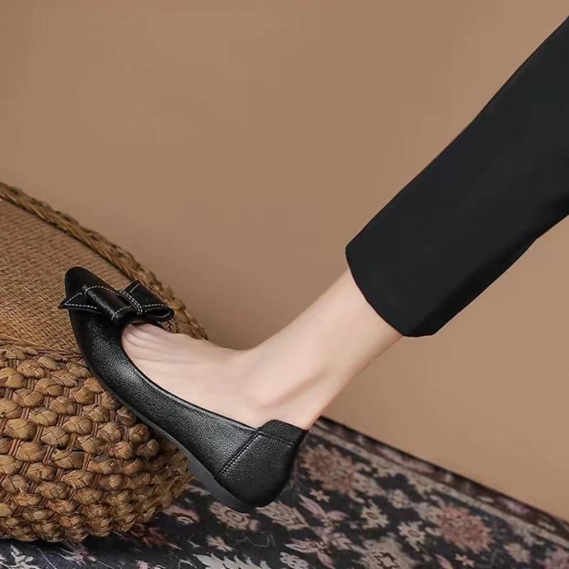 Fashion Ladies Footwear Black Pointed Toe Office With Heel 2025 Summer Young Discount High Quality Fashion Trend Shoe Women's Flat Shoes
