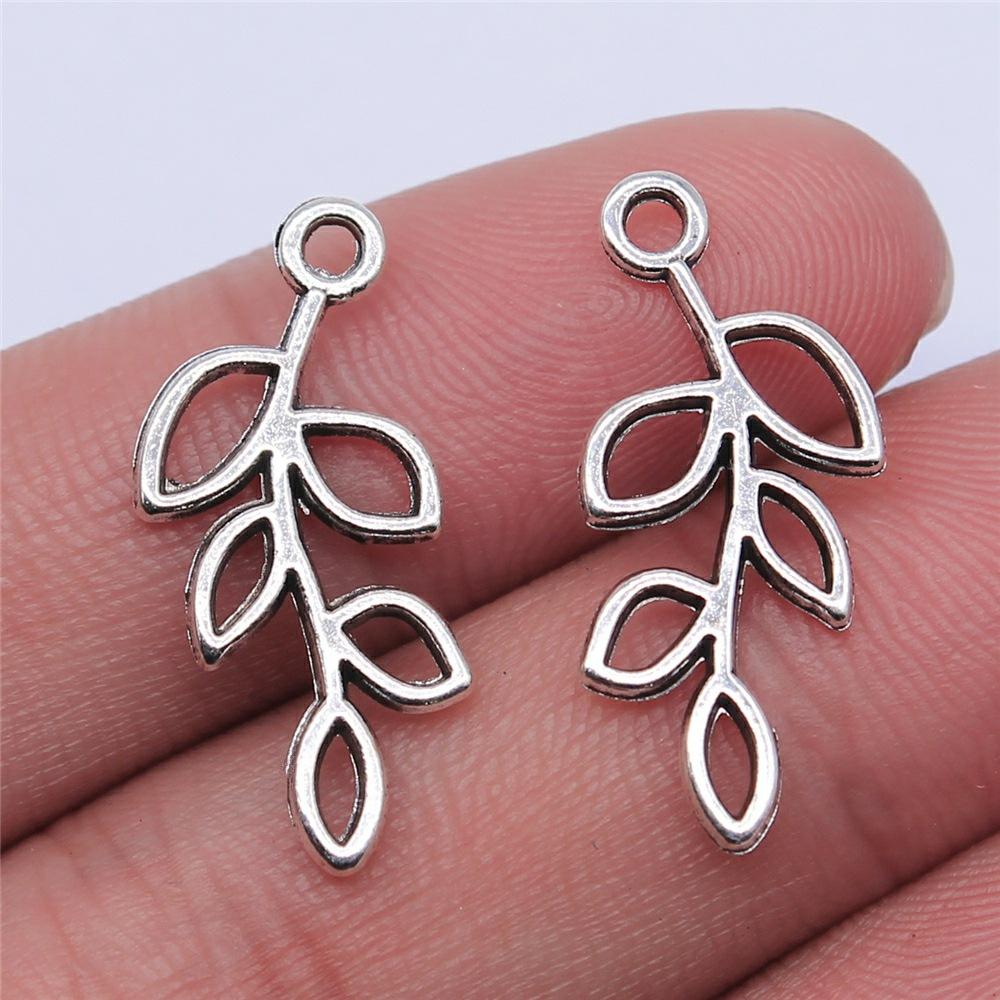 10 Stück Ast-Anhänger Antiksilberfarbene Ast-Anhänger Anhänger für Armbänder Baumblatt-Anhänger Schmuckherstellung