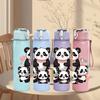 1 PZ Carina Grafica Famiglia Panda, Borraccia Sportiva in Plastica Colorata da 750ml, Tappo Ermetico con Cannuccia a Flip, Adatta per Sport, Ufficio, Uso Domestico