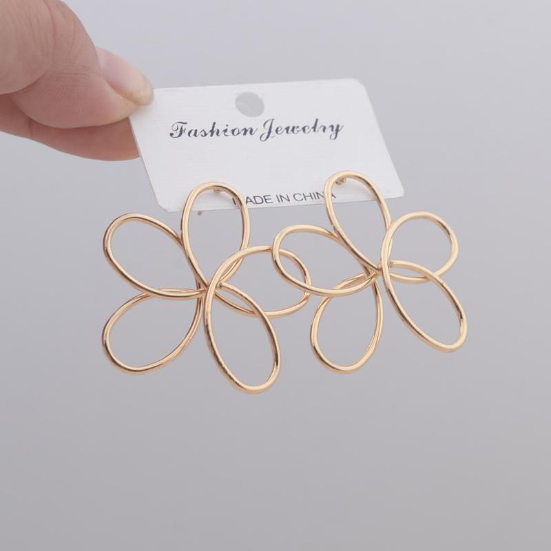 Cercei lungi cu cinci petale, model floral, model gol, pentru femei, bijuterii de petrecere, artă, hiperbolă