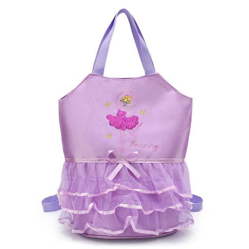 Girls Pink Ballet Dance Bag Students Backpack Embroidered Ruffled Handbag Children Ballerina Bag Kid Gymnastics Backpack