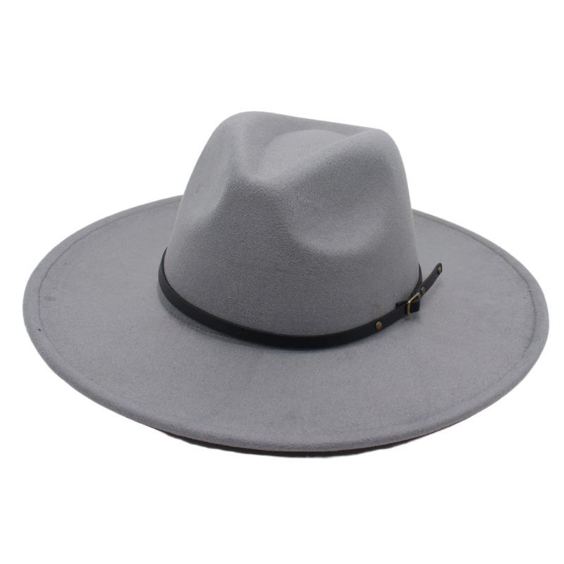 Belt Buckle Top Hat Jazz Hat Men'S And Women'S Felt Hat Woolen Hat Wool Versatile Street Shot