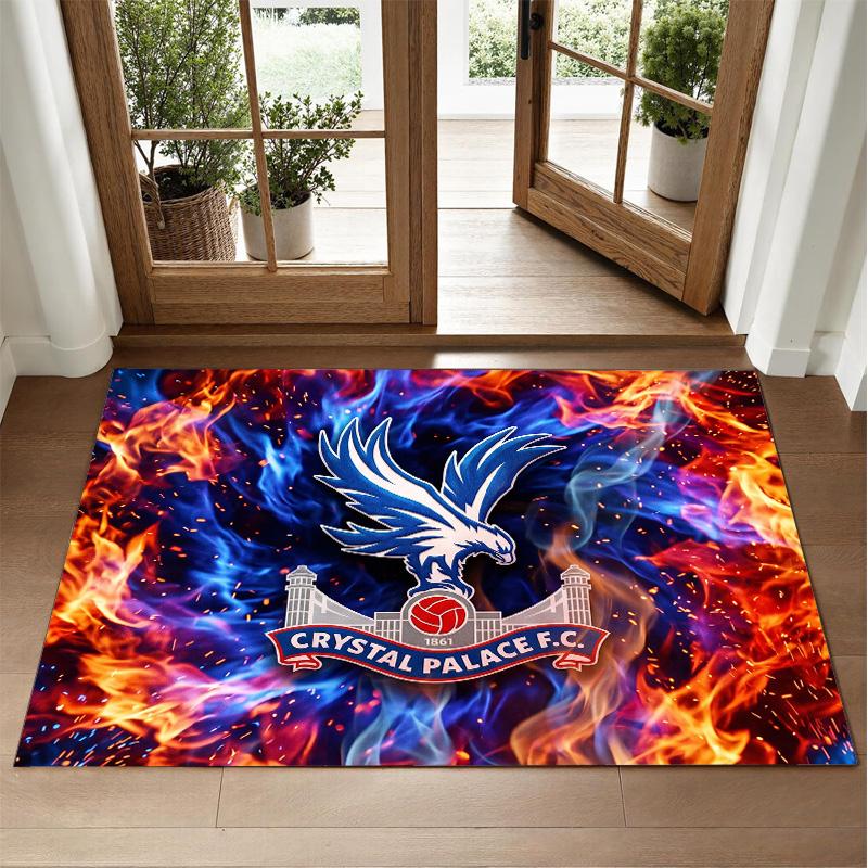 Crystal Palace Football Design Crystal Velvet Rug Soft Decorative Mat for Bedroom Entrance