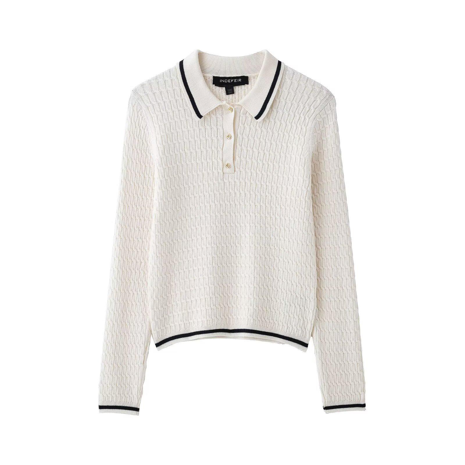 

2025 Spring Women s European & American Eight-Strand Braid Long Sleeve Knitwear S белый