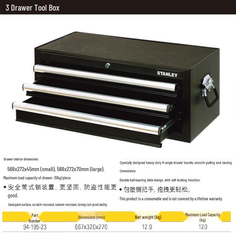 STANLEY 3-Drawer Portable Tool Storage Box