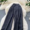 Summer Women Casual Smooth Satin High Waist Pant Trouser with Pocket for Girls