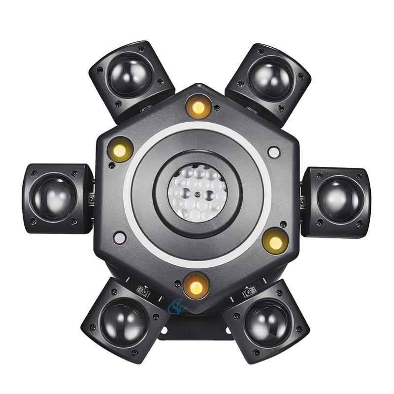 DJ Equipment 100W Six Arms Beam Led Moving Head Party Disco Ball Lights Effect Strobe Lamp DMX512 Control For Club Stage