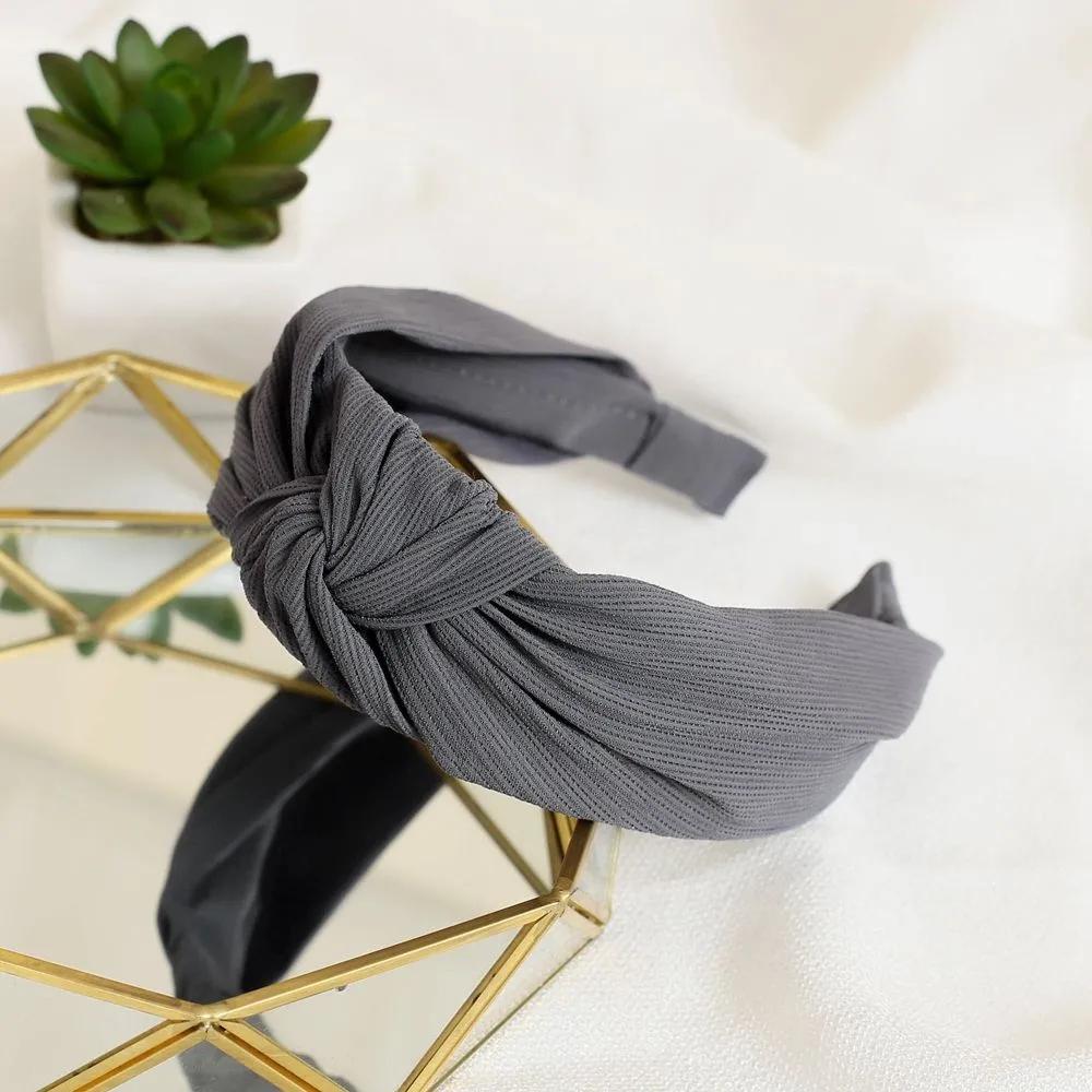 Headband Women s Headband Angel Shushu Ribbed Twisted Hairband Gray
