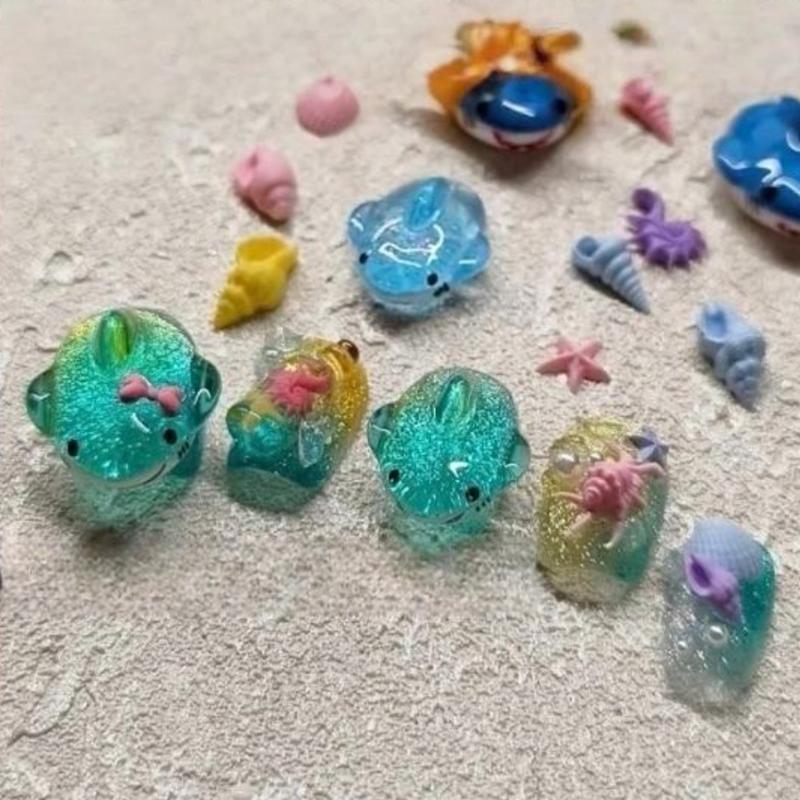 1Pcs Sea Shark Crab 3D Silicone Transparent Nail Mold Summer Sea Starfish Fish Diy Silicone Manicure Nail Art Decorations Mold