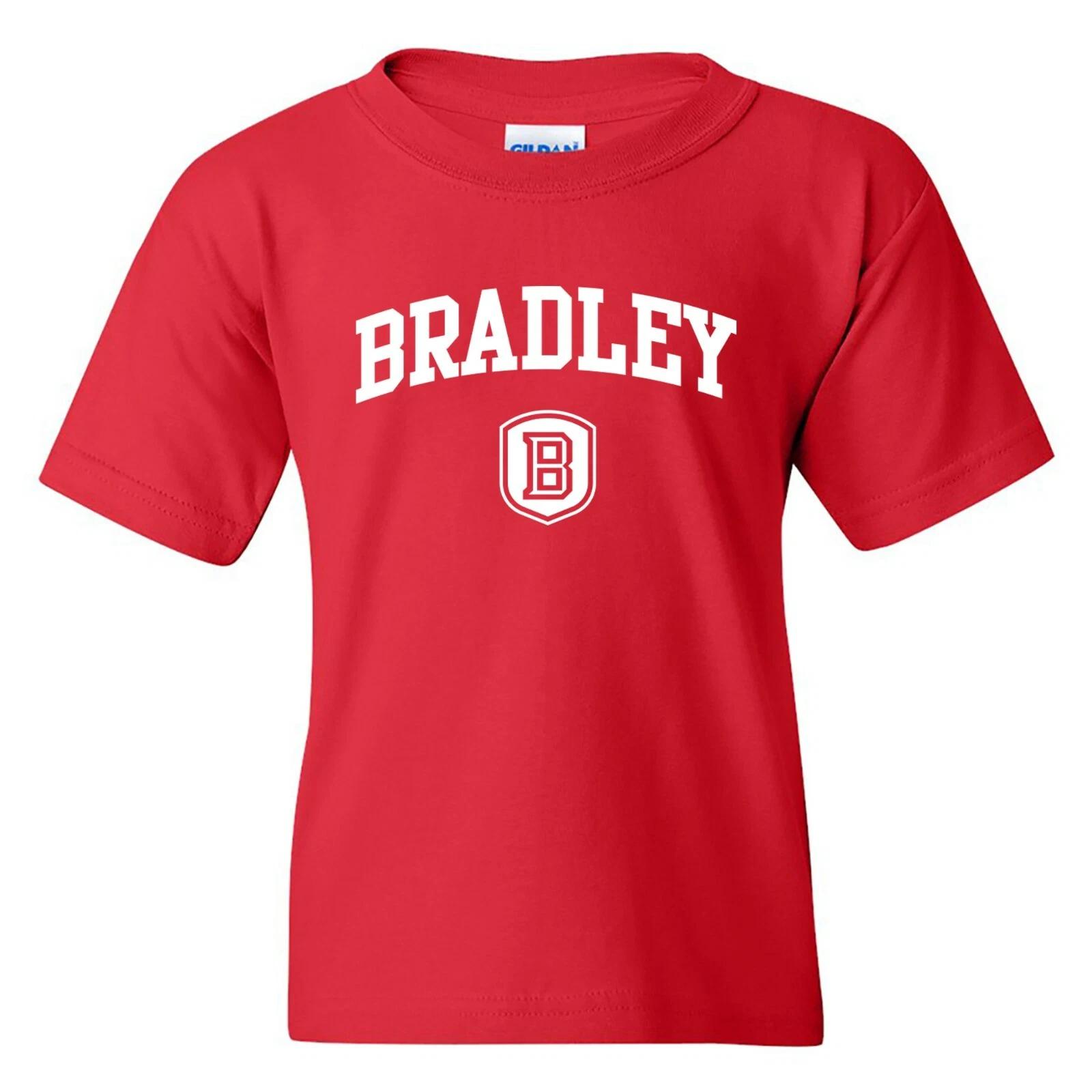 Bradley University Braves Arch Logo Licensed Unisex Youth T-Shirt - Red 3XL