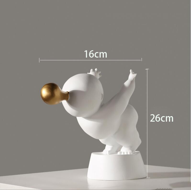 

Simple Cute Resin Blowing Bubble Abstract Character Ornaments Home Room Table Sculpture Crafts Store Cafe Figurines Decoration
