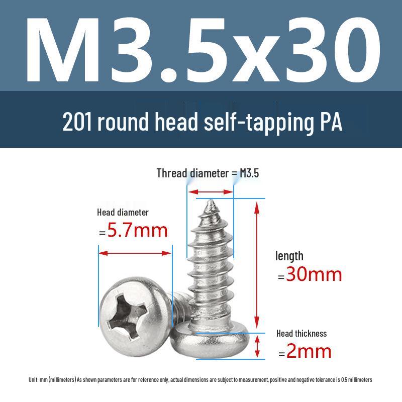 Yigu Yigu 201 Stainless Steel Phillips Round Head Self-Tapping Screws M1.7-M6