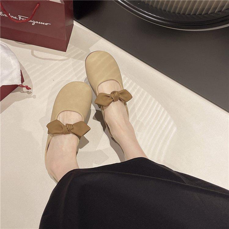 Fairy Wind Bow Bag Head Half Slippers Women Wear 2025 New Summer Soft Flat Bottom French Out Cool Slippers