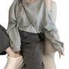 Lazy Wind Crop Top Summer New Off-the-shoulder Long Sleeve T-shirt Women's Clothing