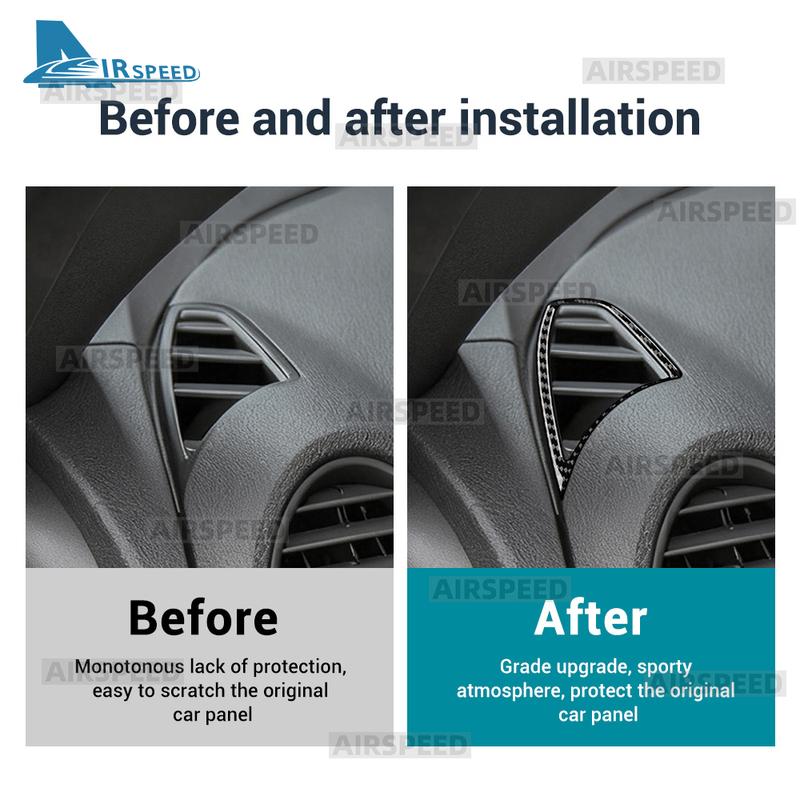 Mercedes Benz SLK R171 2004 2005 2006 2007 2008 2009 2010 Gösterge Paneli Yanlarındaki Havalandırma Izgaraları İçin Gerçek Yumuşak Karbon Fiber Kaplama Çıkartması