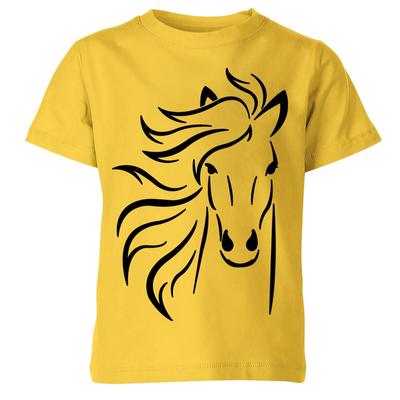 Kinder Jungen Mädchen Pferdeumriss T-Shirt Reiter Reitsport Pony süßes Tier Oder P1